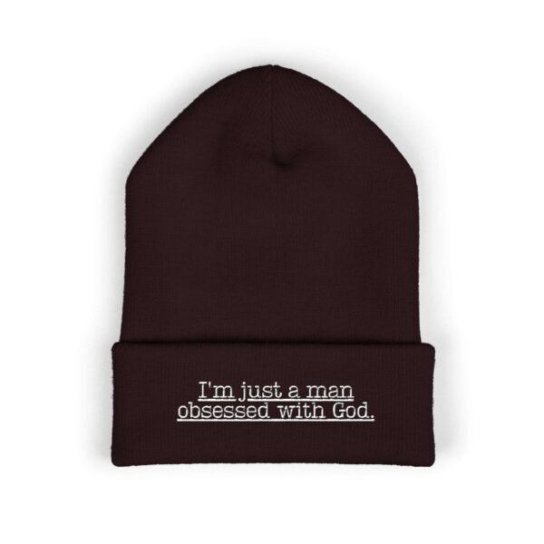 14820888707712433816_2048.jpeg Embroidered Religious Beanie for Men – “I’m Just a Man Obsessed With God” Faith Beanie Hat, Faith Apparel Gift Ideas