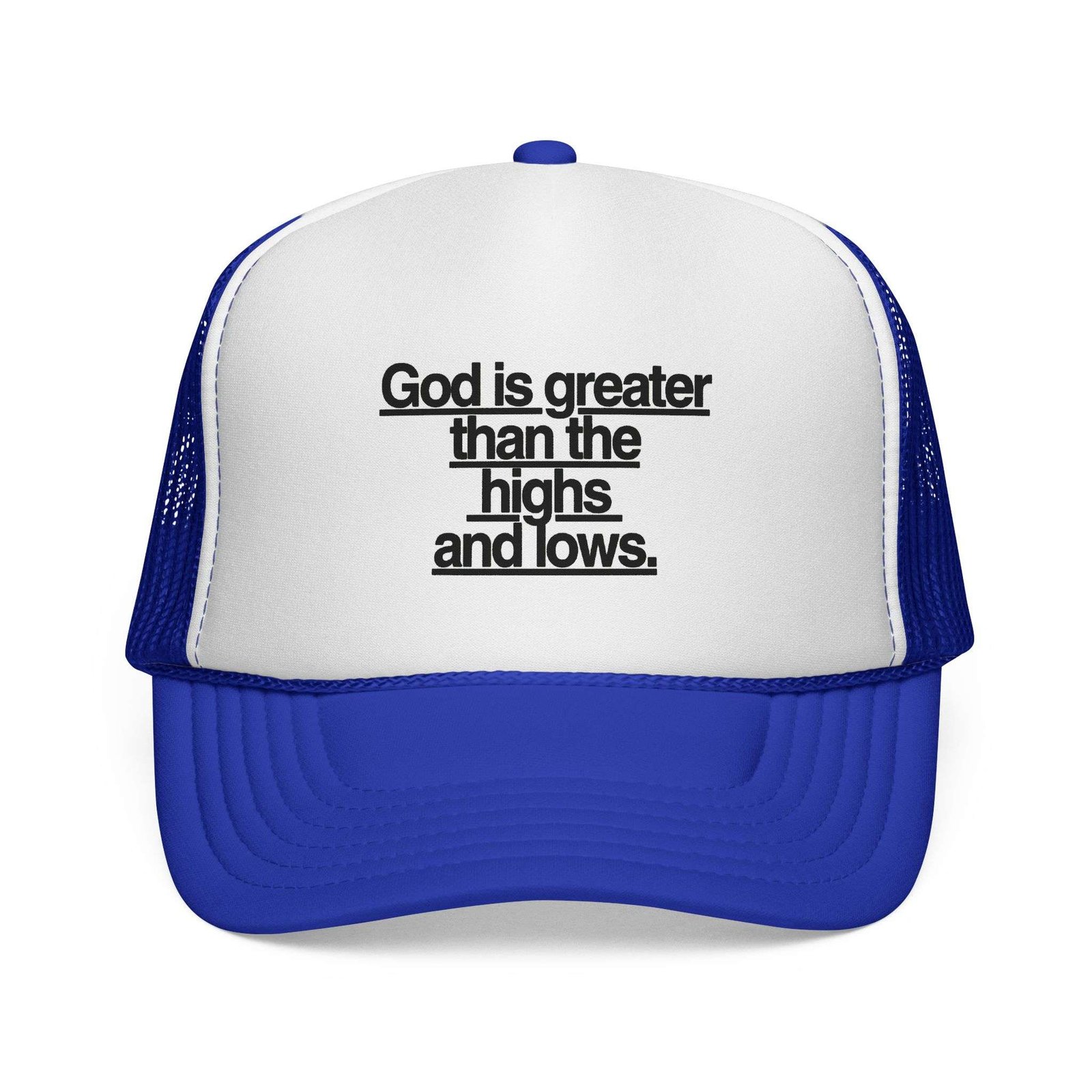 God Is Greater Than the Highs and Lows Trucker Hat — Women’s Religious Trucker Cap, Christian Gifts Inspiration Ideas - Image 7