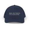 Funny Christian Snapback Trucker Hat for Men: “Satan, Don’t Test Me… I Am a Man of God", Embroidered Snapback