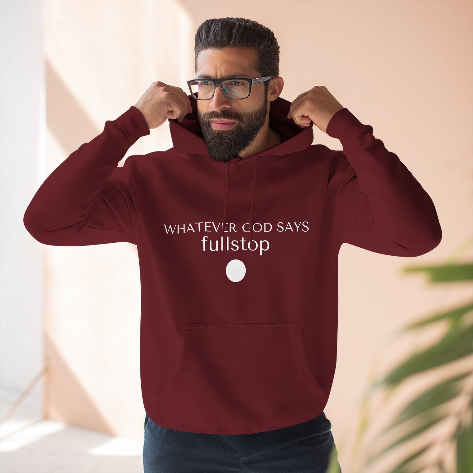 Aesthetic Christian Hoodies, Faith Based Hoodies For Christian, Christian Gift Aesthetic Wit Message: "Whatever God Says Fullstop", Unique Christian Graphic Hoodies - Image 2
