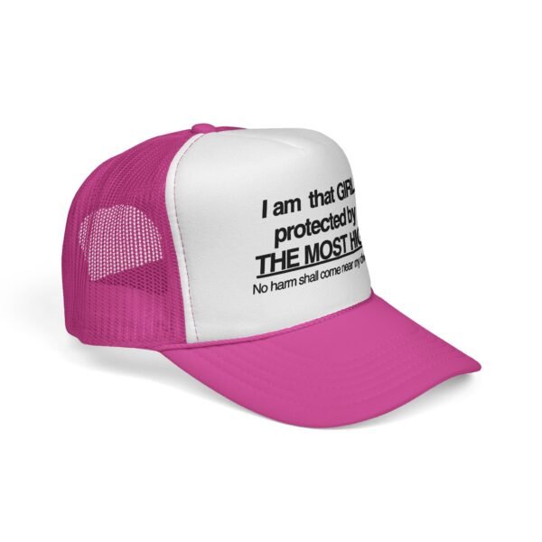 Christian Trucker Cap for Women, Ladies Mesh Trucker Cap — I am that girl protected by God, Women Christian Mesh Hat