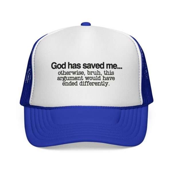 8384970918990724002_2048.jpeg Christ Made Trucker Hats – God Has Saved Me, Faith-Based Gifts for Him, Religious Trucker Caps for Christian Men