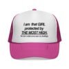 Christian Trucker Cap for Women, Ladies Mesh Trucker Cap — I am that girl protected by God, Women Christian Mesh Hat