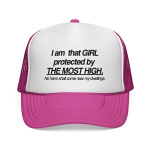 Christian Trucker Cap for Women, Ladies Mesh Trucker Cap — I am that girl protected by God, Women Christian Mesh Hat