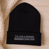 Embroidered Religious Beanie for women  – “I’m Just a Woman Obsessed With God” Christian Winter Hat, Faith Apparel