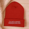 Embroidered Religious Beanie for women  – “I’m Just a Woman Obsessed With God” Christian Winter Hat, Faith Apparel