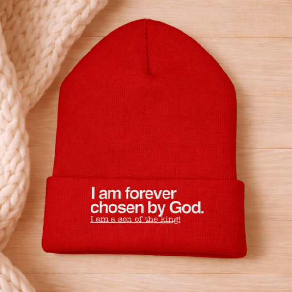 Son of the King Beanie Hat, Chosen by God — Men’s Cuffed Beanie, Winter Hat, Faith-Based Gift for Him