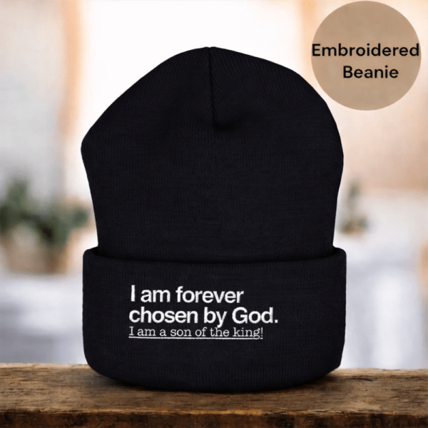 Son of the King Beanie Hat, Chosen by God — Men’s Cuffed Beanie, Winter Hat, Faith-Based Gift for Him